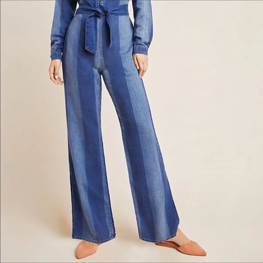 NEW Cloth & Stone Laney Chambray Jumpsuit Romper Denim Jeans Patchwork - Picture 3 of 10
